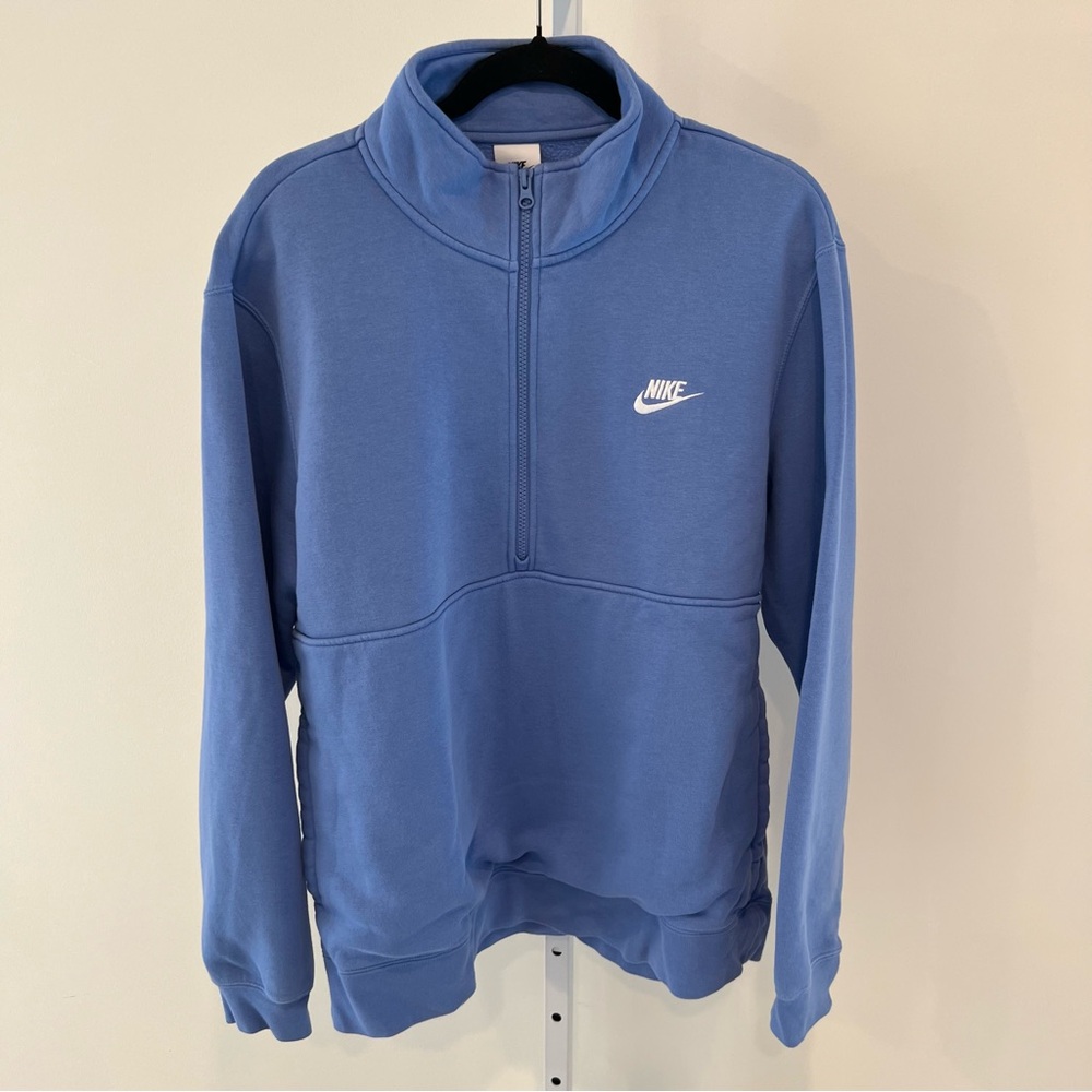 Nike Blue Brushed Back Half Zip Pullover Sweatshirt Mens Sz Large